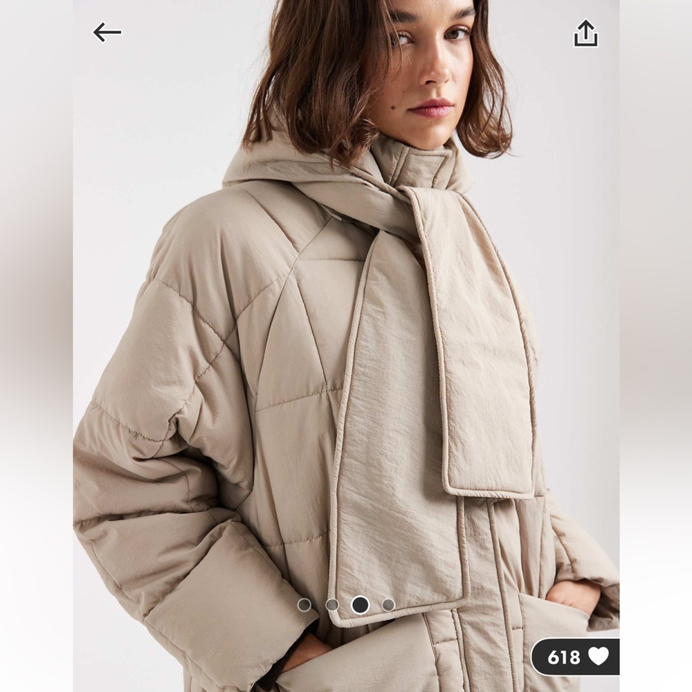 ASOS quilted longline puffer coat in stone - Picture 4 of 7